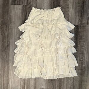 Zara ZW Collection Ruffled Layered Viscose Blend Midi Skirt - Small